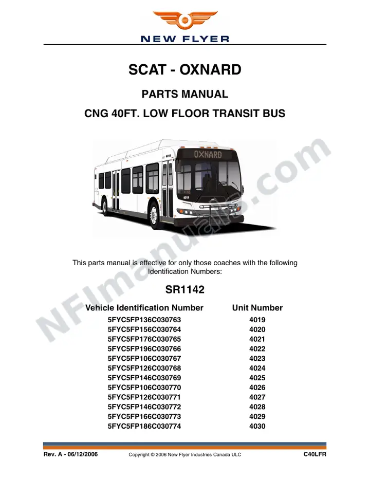 SR1142 Parts Manual, SCAT - Oxnard first-page preview