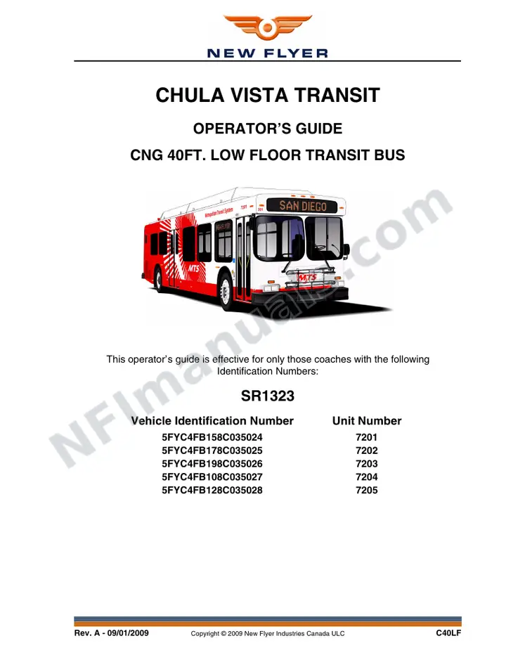 New Flyer C40LF Manual Package - SDTC - Chula Vista Transit included manual preview