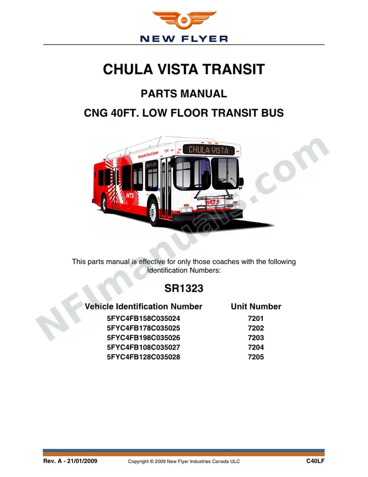 SR1323 Parts Manual, Chula Vista Transit first-page preview
