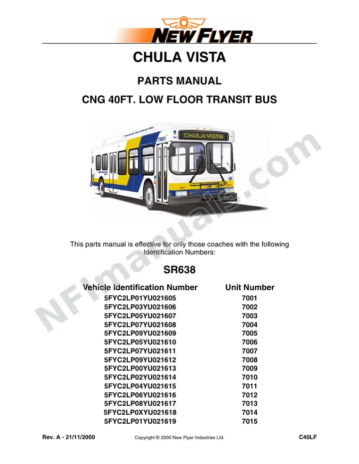 SR638 Parts Manual, Chula Vista first-page preview