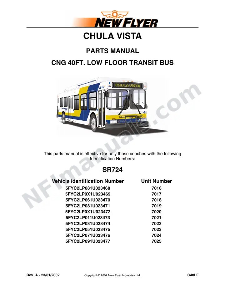 SR724 Parts Manual, Chula Vista first-page preview