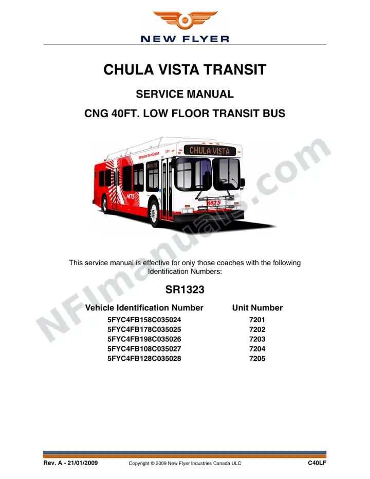 SR1323 Service Manual, Chula Vista Transit first-page preview