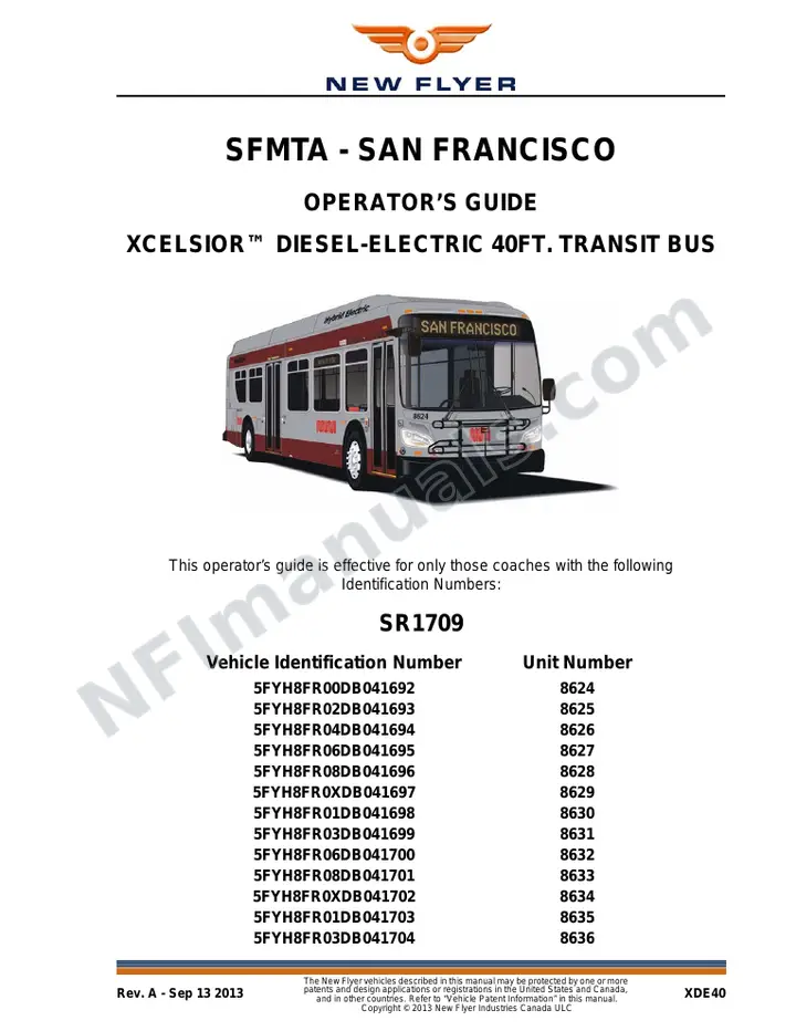 SR1709 Operator's Guide, SFMTA - San Francisco first-page preview