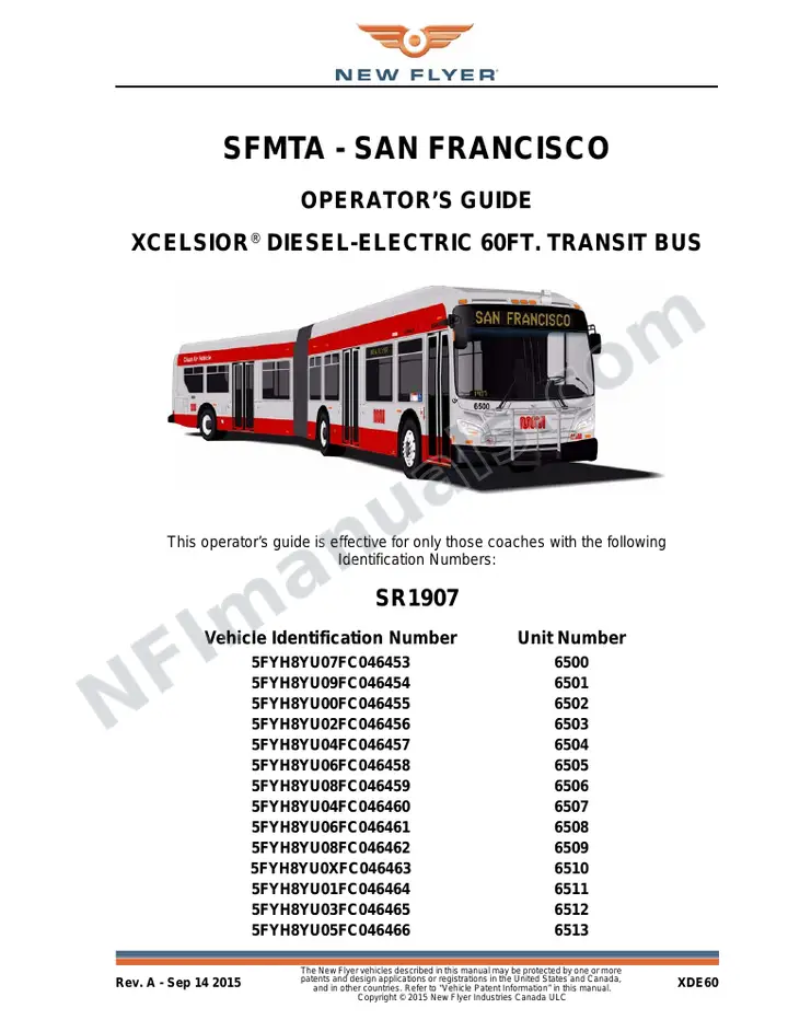 New Flyer XDE60 Manual Package - SFMTA - San Francisco included manual preview