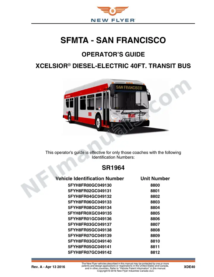 SR1964 Operator's Guide, SFMTA - San Francisco first-page preview
