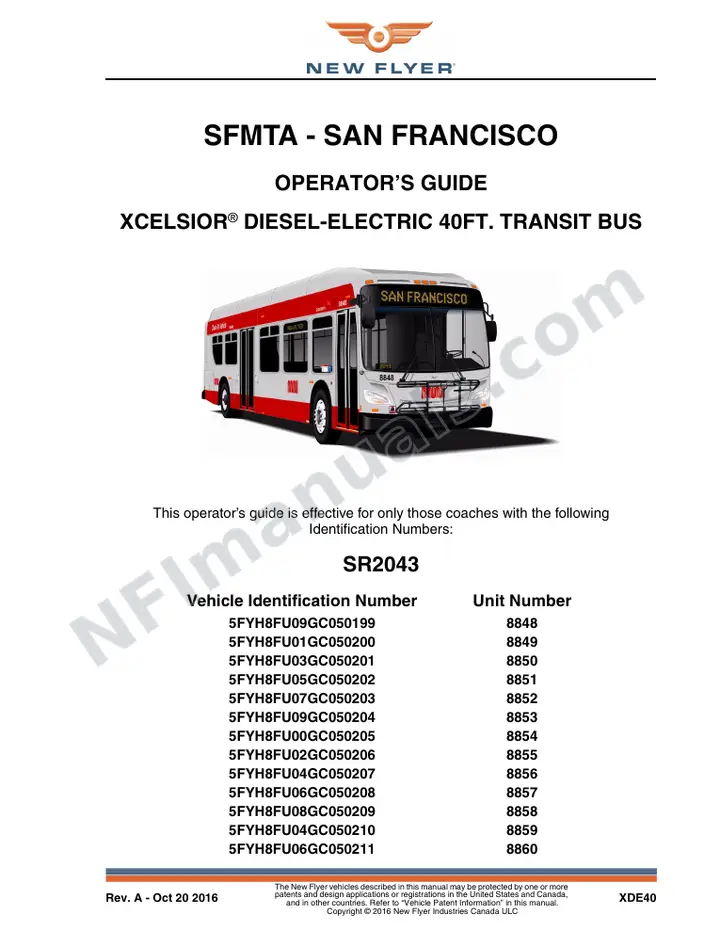 SR2043 Operator's Guide, SFMTA - San Francisco first-page preview