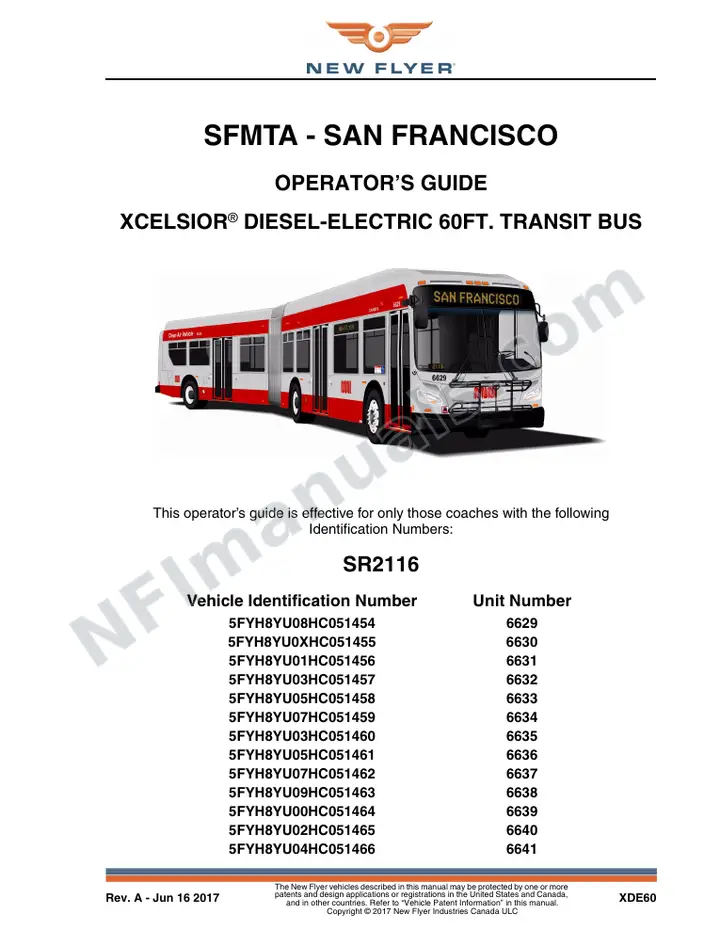 SR2116 Operator's Guide, SFMTA - San Francisco first-page preview