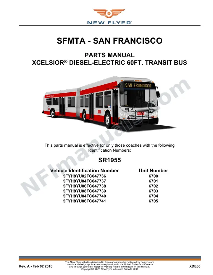 SR1955 Parts Manual, SFMTA - San Francisco first-page preview