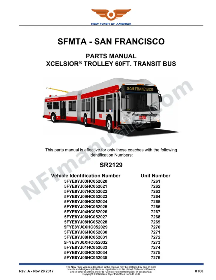 SR2129 Parts Manual, SFMTA - San Francisco first-page preview