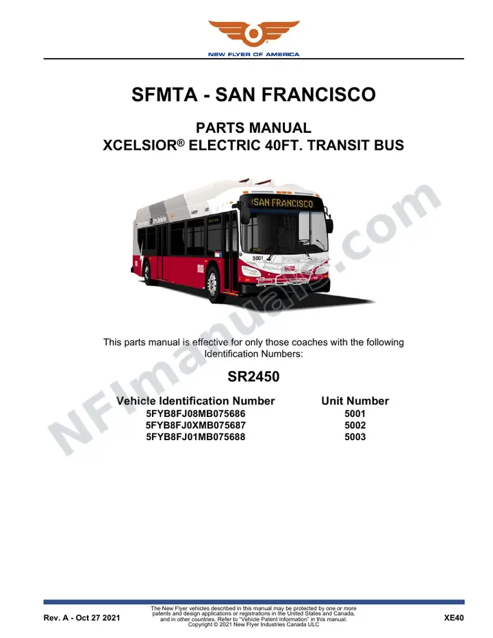 SR2450 Parts Manual, SFMTA - San Francisco first-page preview