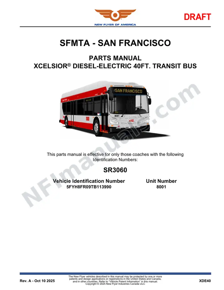 SR3060 Parts Manual, SFMTA - San Francisco first-page preview
