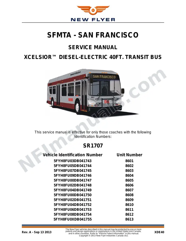 SR1707 Service Manual, SFMTA - San Francisco first-page preview