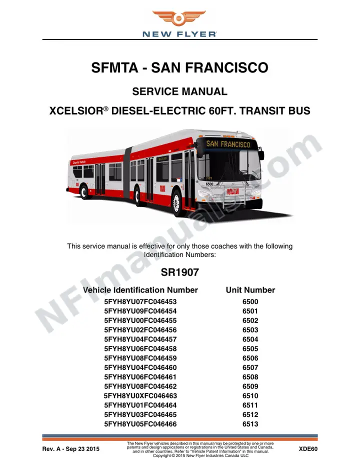 SR1907 Service Manual, SFMTA - San Francisco first-page preview