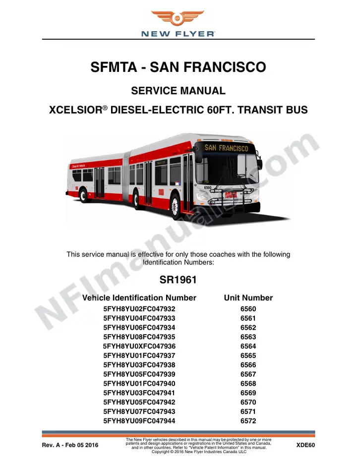 SR1961 Service Manual, SFMTA - San Francisco first-page preview