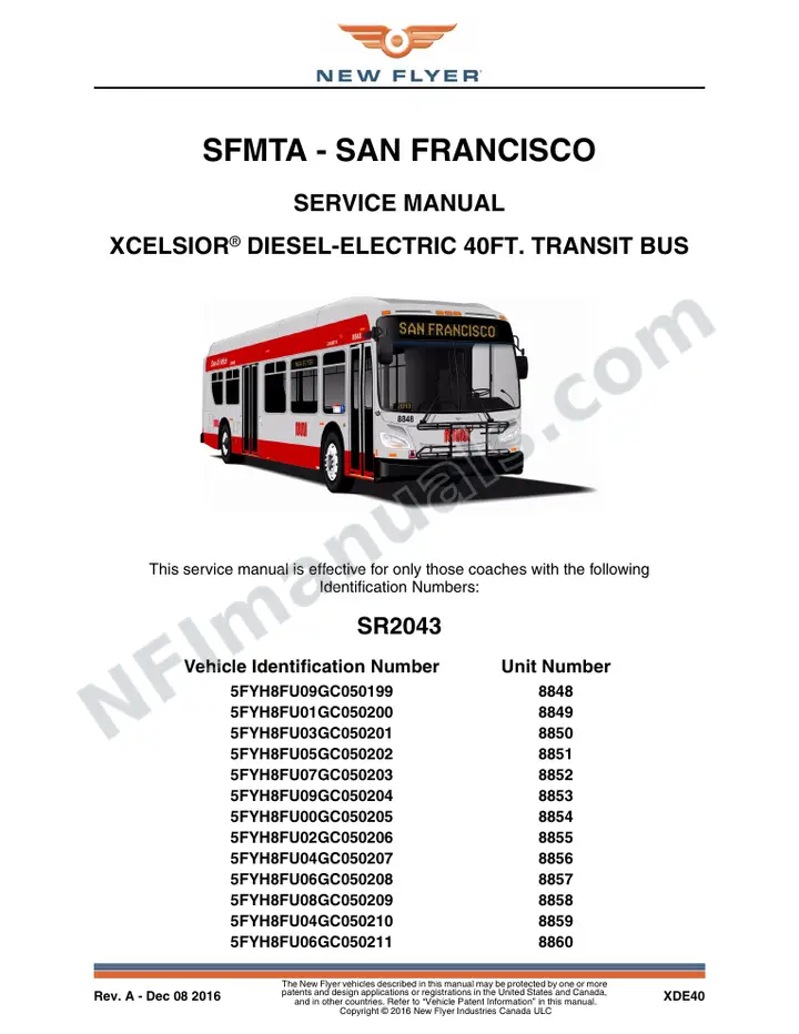 SR2043 Service Manual, SFMTA - San Francisco first-page preview