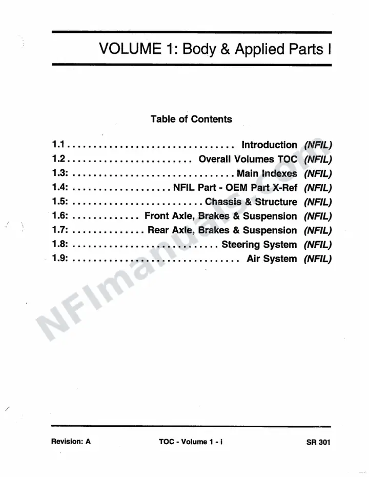 SR301 Service Manual Volume 1, San Francisco Muni first-page preview