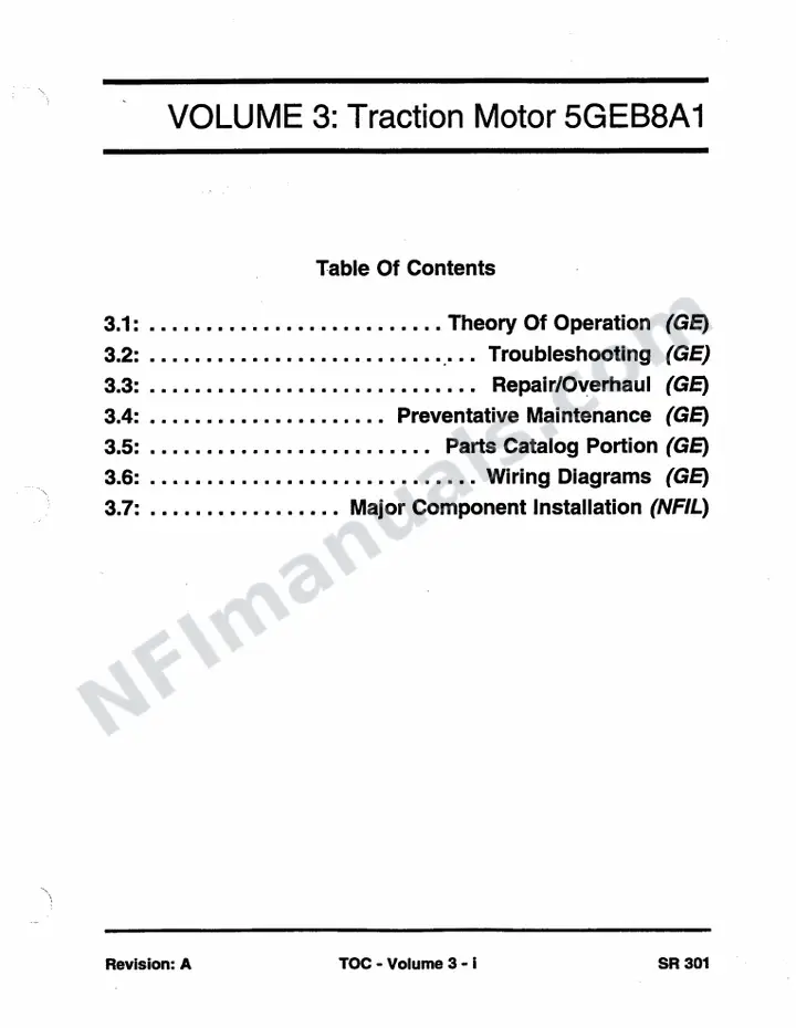 SR301 Service Manual Volume 3, San Francisco Muni first-page preview