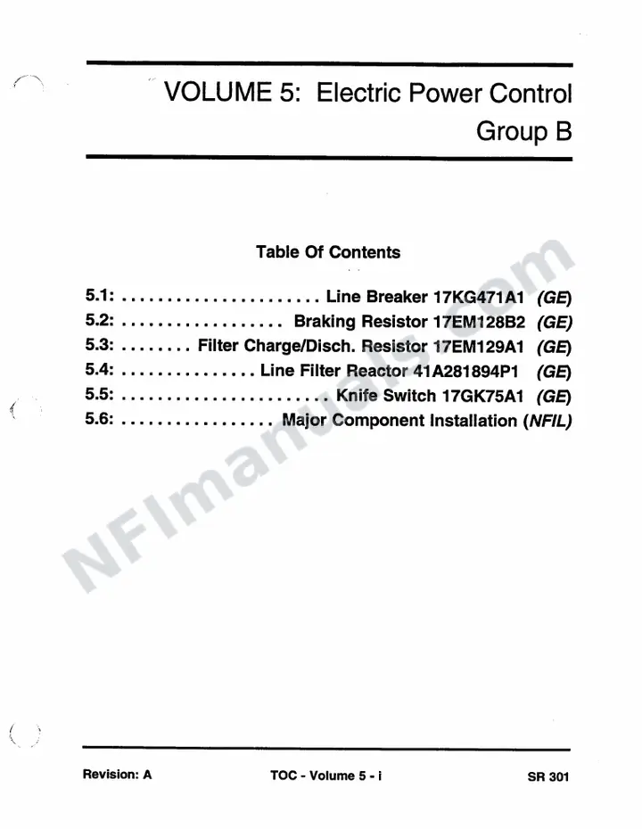 SR301 Service Manual Volume 5, San Francisco Muni first-page preview