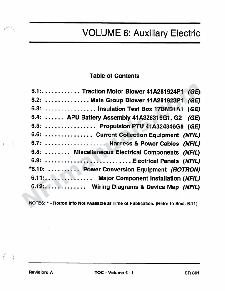 SR301 Service Manual Volume 6, San Francisco Muni first-page preview