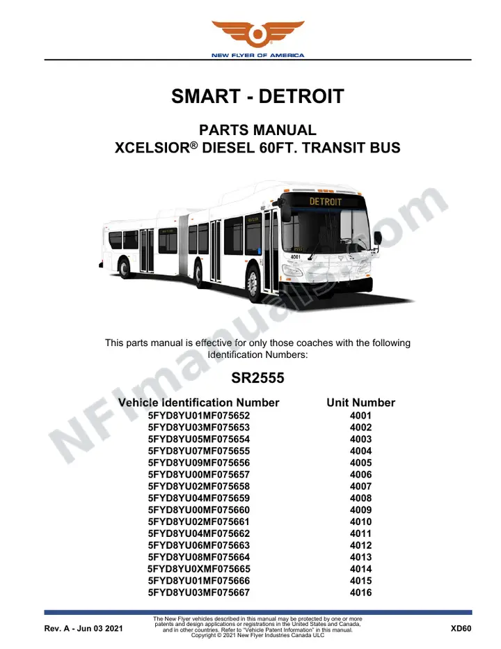 SR2555 Parts Manual, SMART - Detroit first-page preview