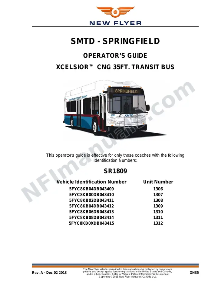 New Flyer XN35 Manual Package - SMTD - Sangamon included manual preview