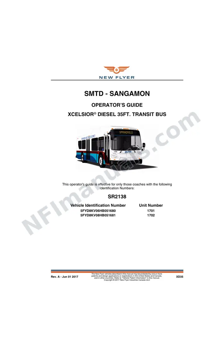 New Flyer XD35 Manual Package - SMTD - Sangamon included manual preview