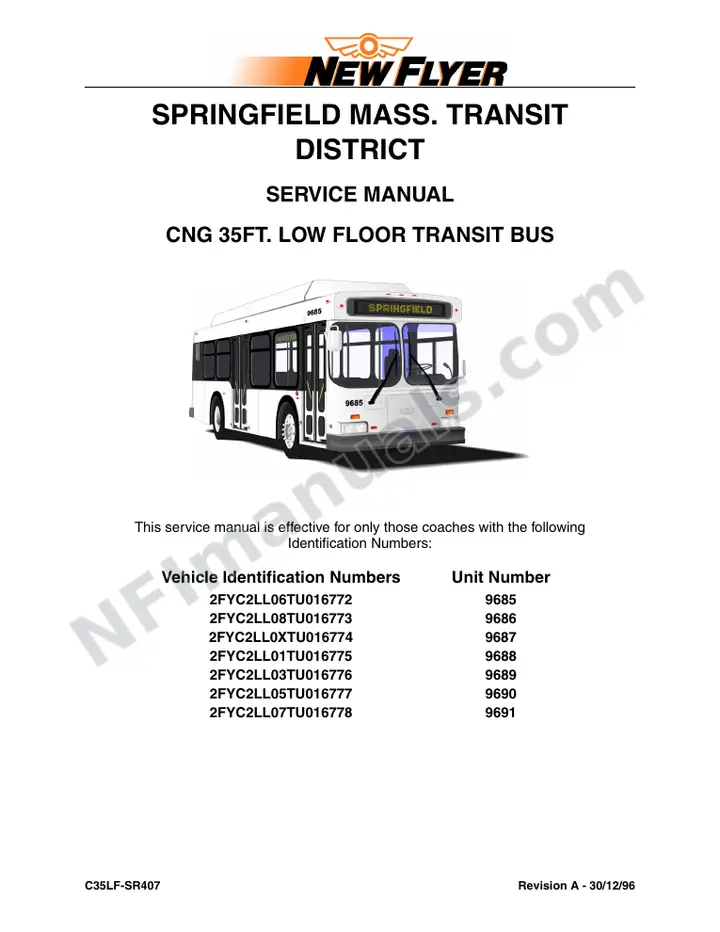New Flyer C35LF Manual Package - SMTD - Sangamon included manual preview