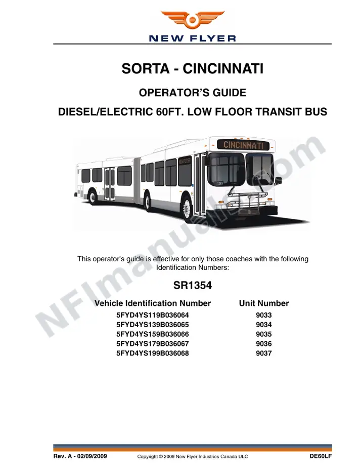 SR1354 Operator's Guide, SORTA - Cincinnati first-page preview