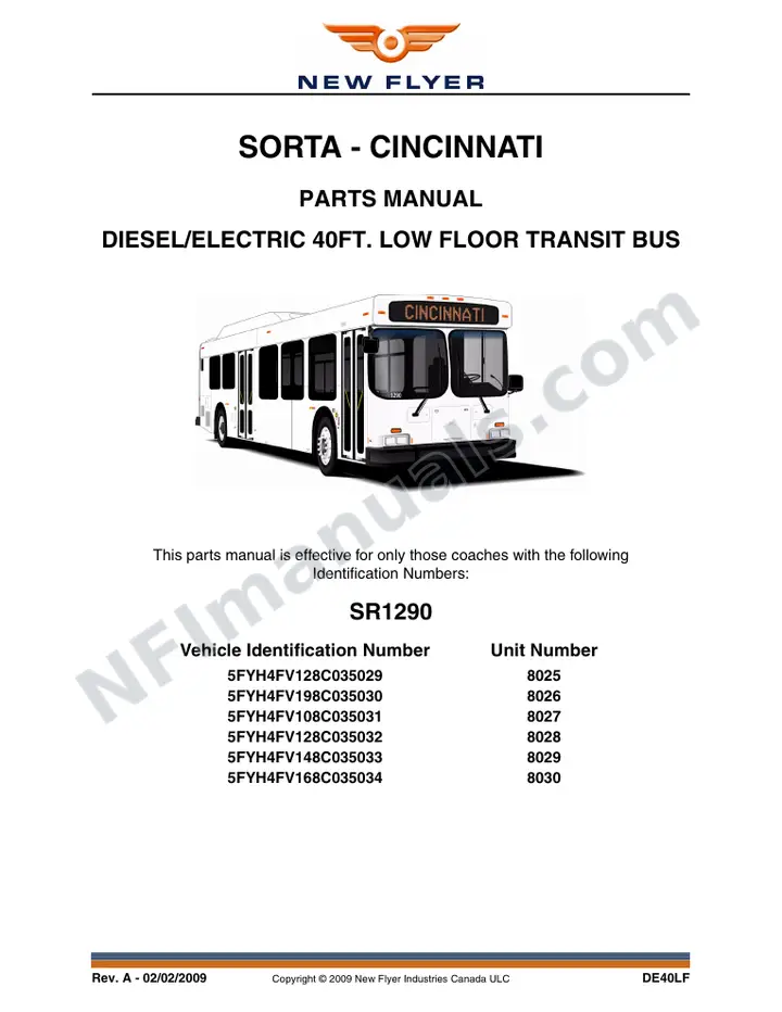 SR1290 Parts Manual, SORTA - Cincinnati first-page preview