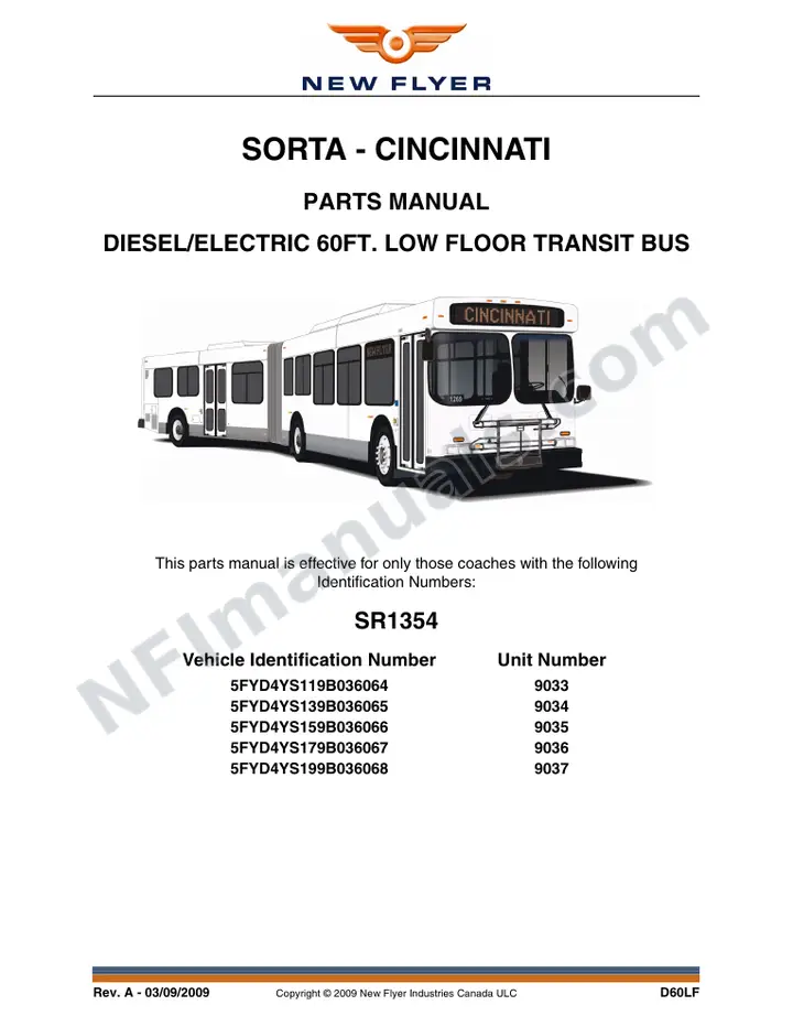 SR1354 Parts Manual, SORTA - Cincinnati first-page preview