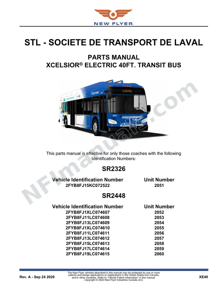 SR2326_2448 Parts Manual, STL - Societe de transport de Laval first-page preview