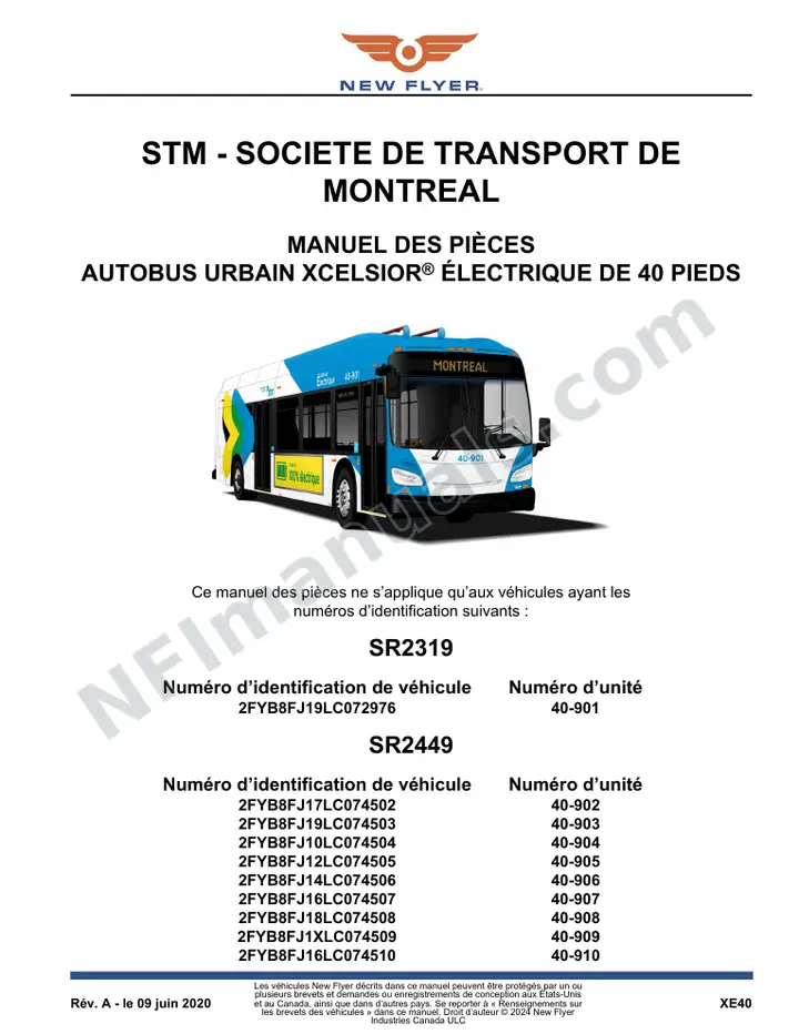 SR2319_2449 Manuel des pièces, STM - Societe de transport de Montreal first-page preview