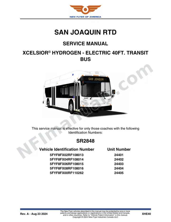 SR2848 Service Manual, San Joaquin Regional Transit District first-page preview