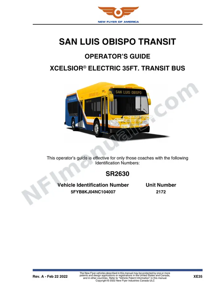 New Flyer XE35 Manual Package - San Luis Obispo Transit included manual preview