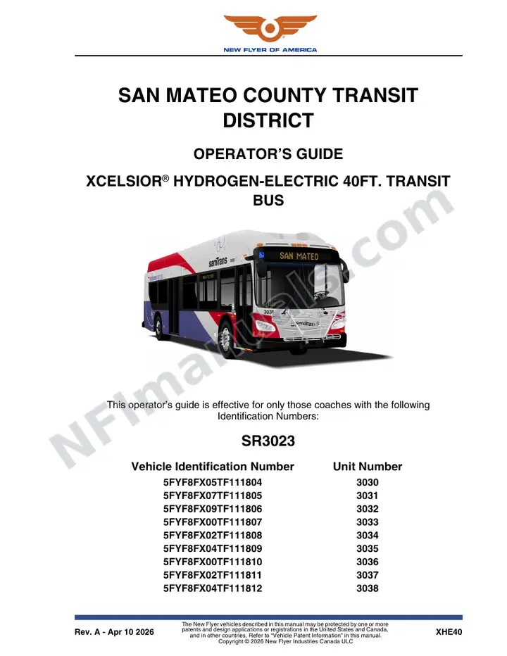 SR3023 Operator's Guide, San Mateo County Transit District first-page preview