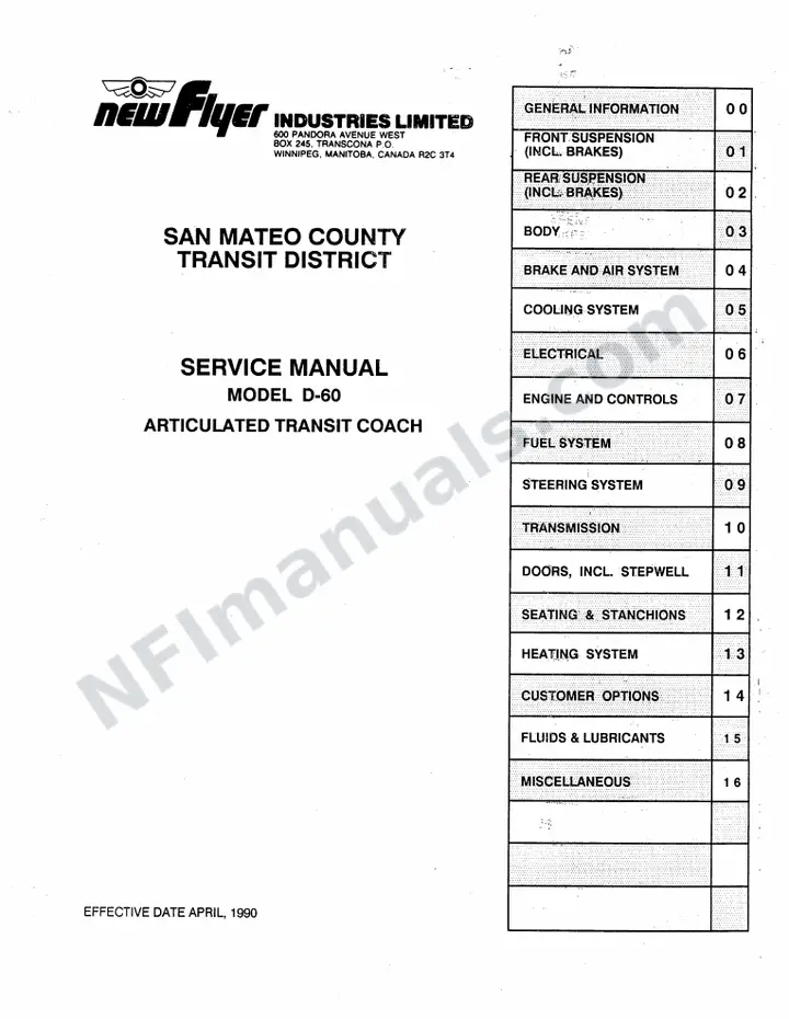 SR227 Service Manual, San Mateo County Transit District first-page preview