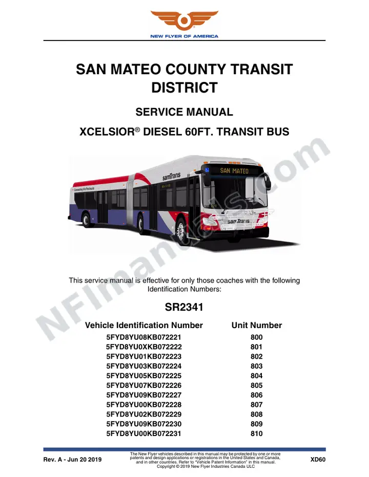 SR2341 Service Manual, San Mateo County Transit District first-page preview