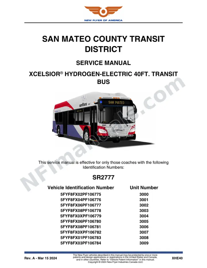 SR2777 Service Manual, San Mateo County Transit District first-page preview