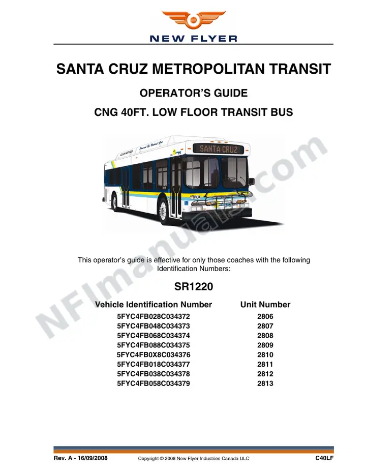 SR1220 Operator's Guide, Santa Cruz Metropolitan Transit first-page preview