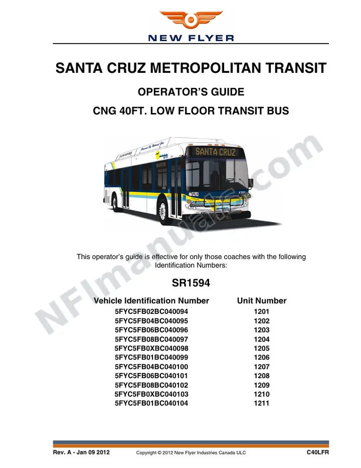 SR1594 Operator's Guide, Santa Cruz Metropolitan Transit first-page preview