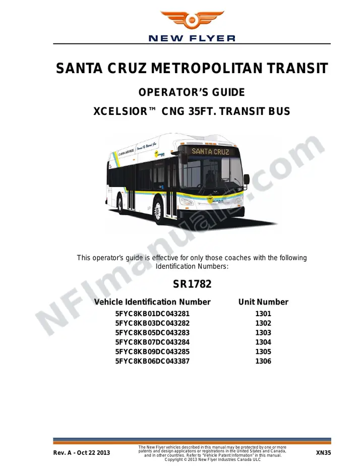 New Flyer XN35 Manual Package - Santa Cruz Metropolitan Transit included manual preview
