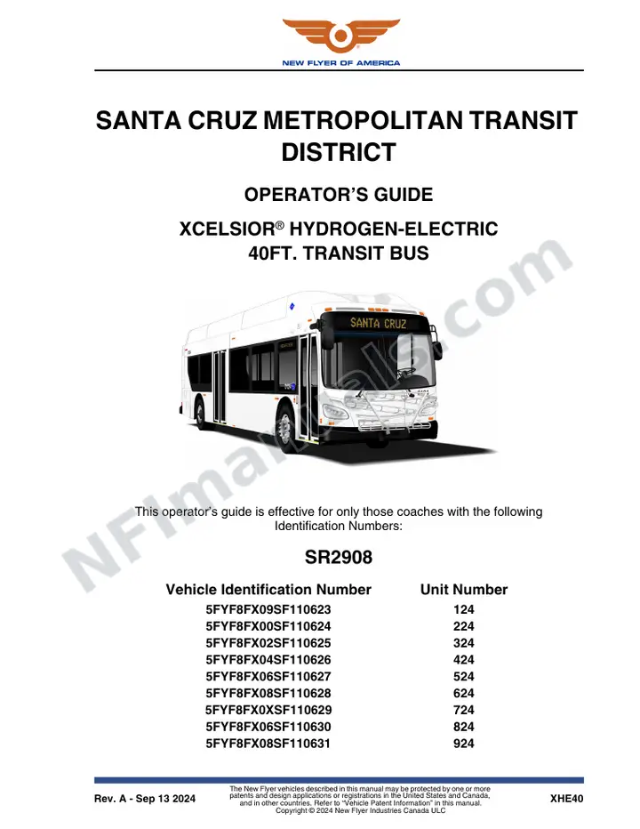 SR2908 Operator's Guide, Santa Cruz Metropolitan Transit District first-page preview