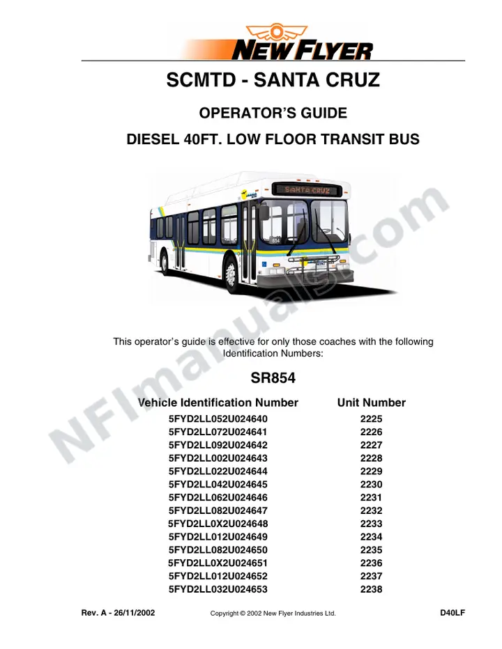 SR854 Operator's Guide, SCMTD - Santa Cruz first-page preview