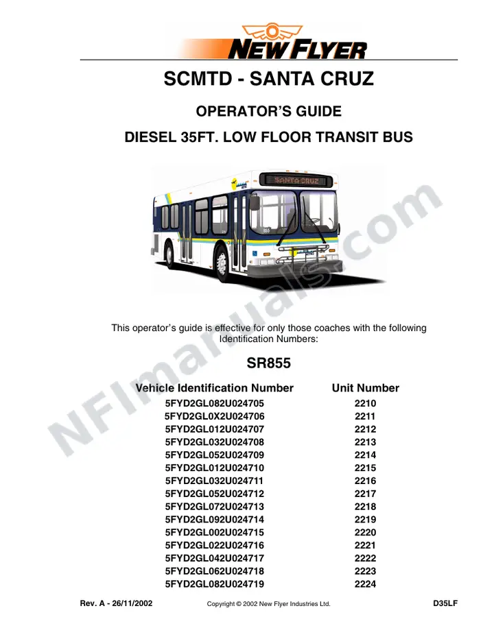 SR855 Operator's Guide, SCMTD - Santa Cruz first-page preview
