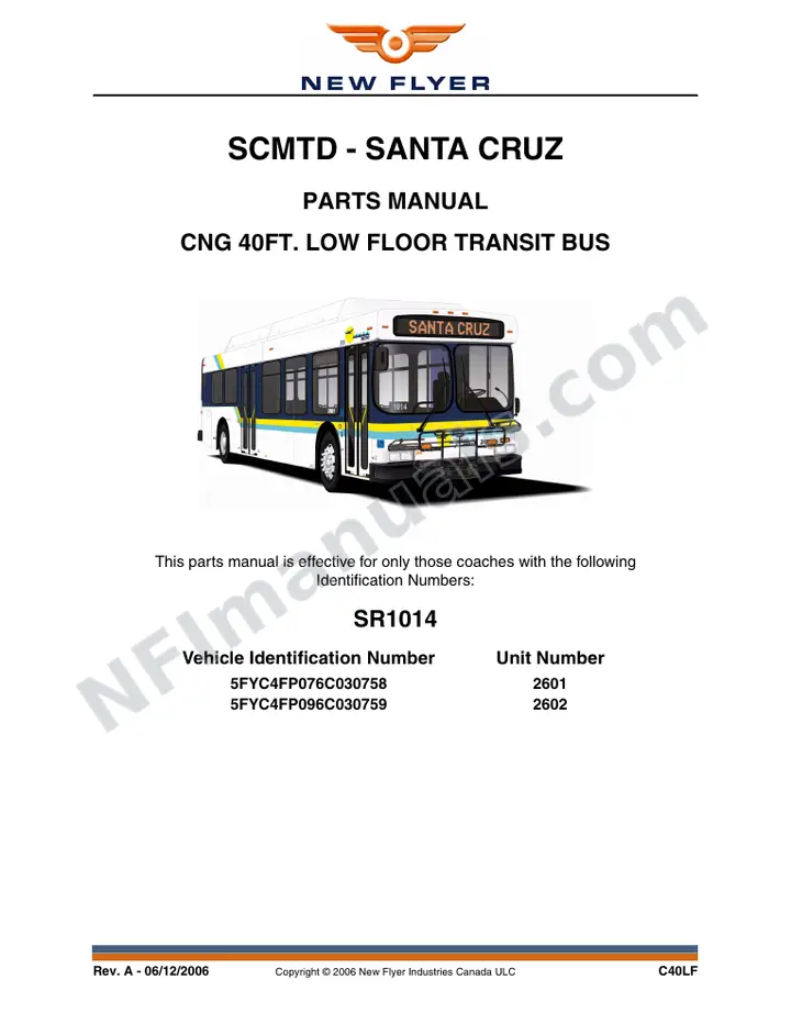 SR1014 Parts Manual, SCMTD - Santa Cruz first-page preview