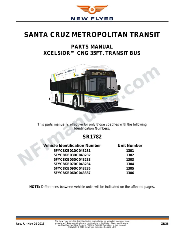 SR1782 Parts Manual, Santa Cruz Metropolitan Transit first-page preview
