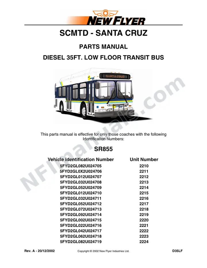 SR855 Parts Manual, SCMTD - Santa Cruz first-page preview