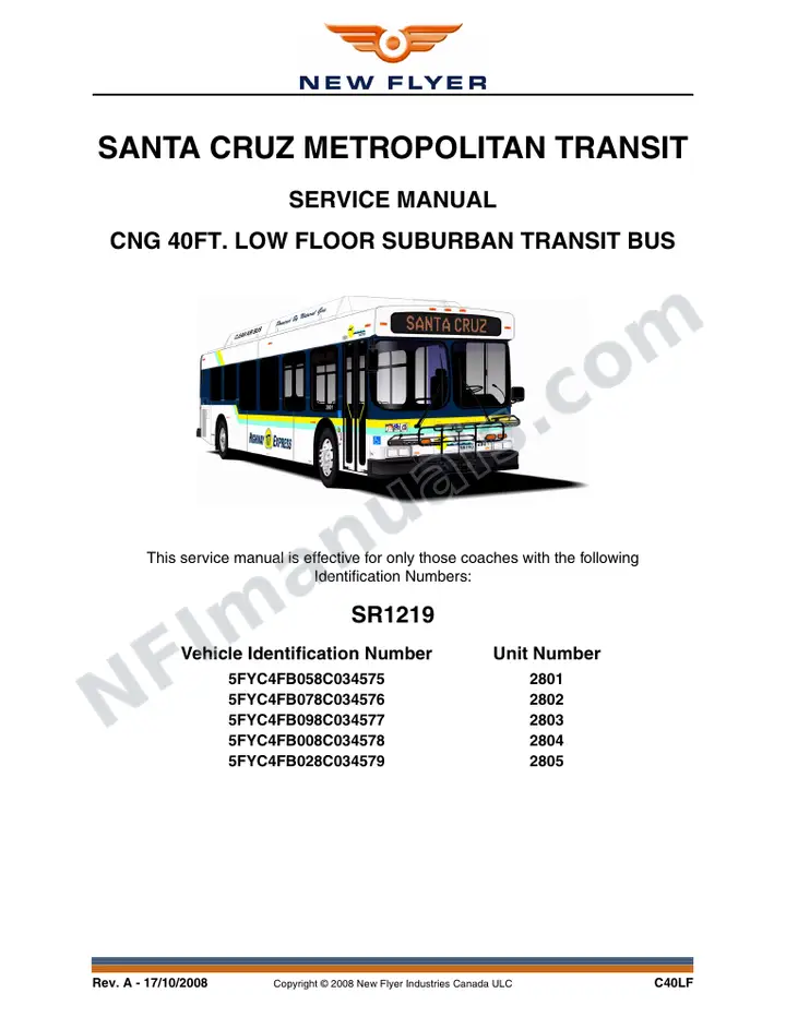 SR1219 Service Manual, Santa Cruz Metropolitan Transit first-page preview