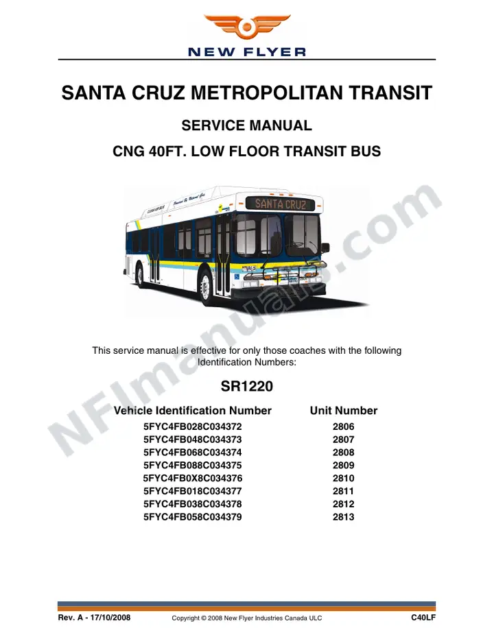 SR1220 Service Manual, Santa Cruz Metropolitan Transit first-page preview