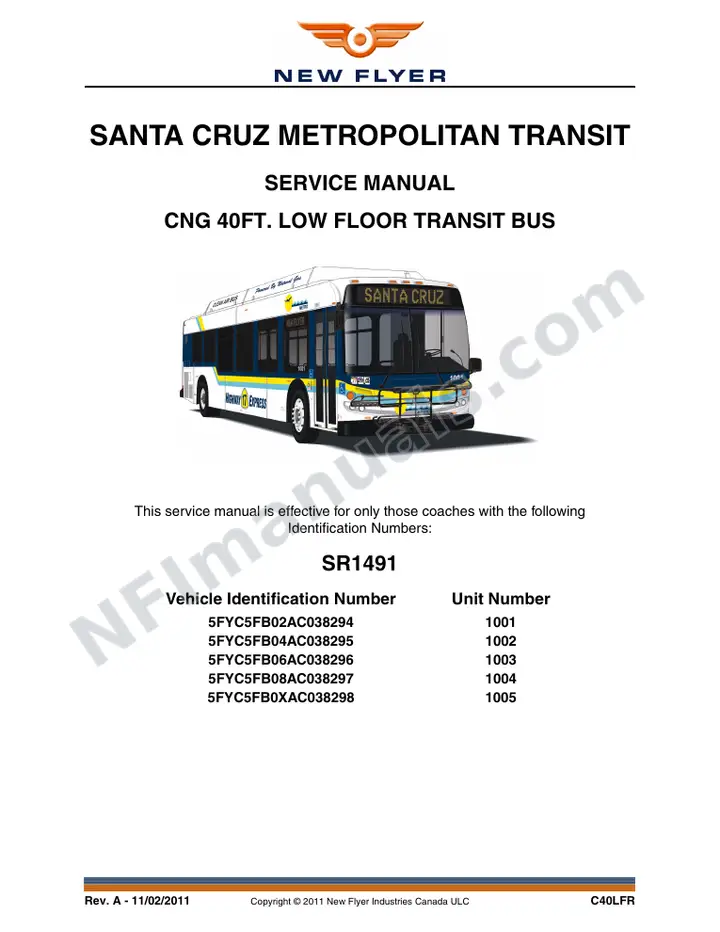 SR1491 Service Manual, Santa Cruz Metropolitan Transit first-page preview